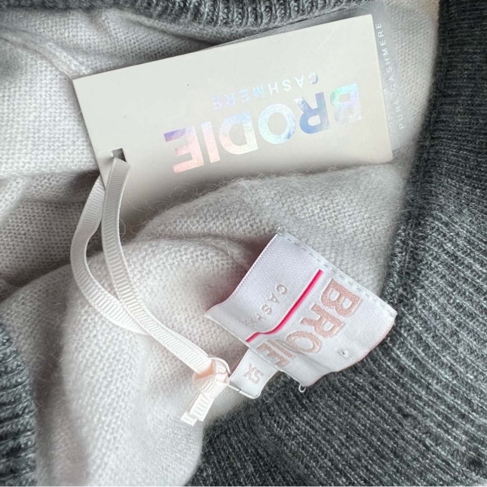 NWT BRODIE CASHMERE Splatter Foil Cashmere Joggers Silver White Pants Knit XS - Picture 11 of 13